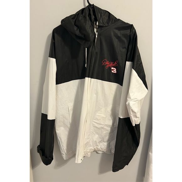 Nascar Other - Dale Earnhardt Jr. Black And White Windbreaker Jacket Rain Vtg 90s XL Seven Sons